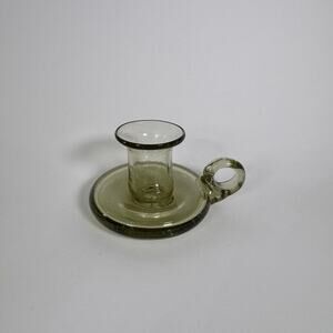 Vintage Murano Art Style Hand Blown Glass Candle Holder With Handle